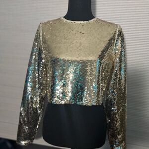 Vici Gold and Silver Sequin Crop Top